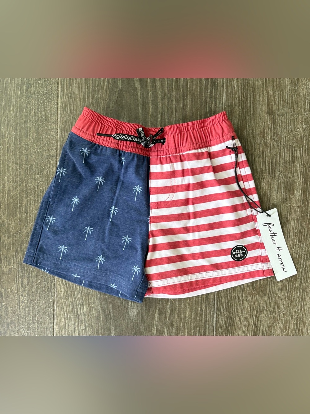 Feather 4 Arrow Palm Stripe Baby Volley Trunk Patriotic- Size 18-24 Months NEW!